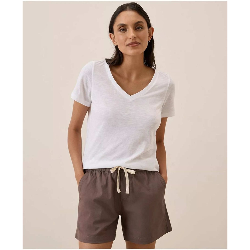 Pact Organic Cotton Featherweight Slub V-Neck Tee White Medium